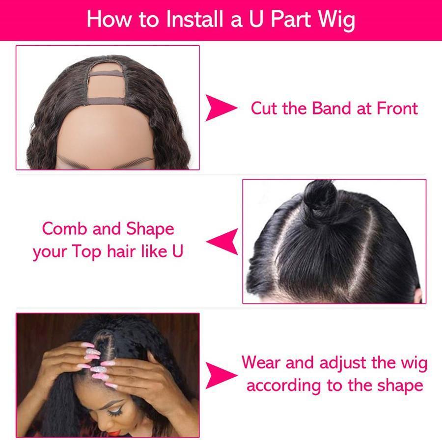 U Part Wig Brazilian 8A Virgin Human Hair Loose Deep Wave Machine