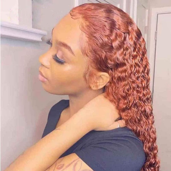 Ginger 13x4 Lace Front Wig Pre Plucked Deep Wave Hair Wig Human Hair