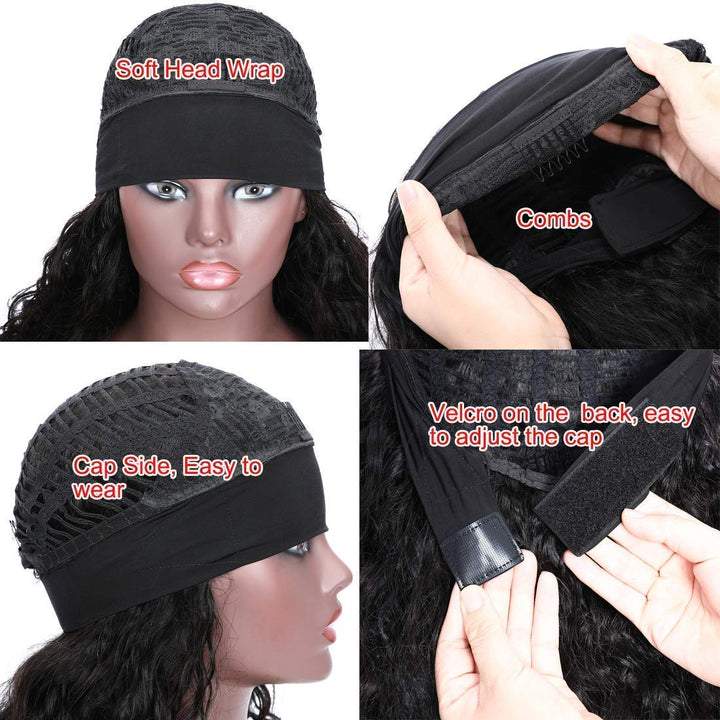 Headband Wig Human Hair Deep Wave Machine Made Wigs