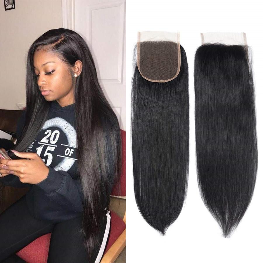 Full Straight Human Hair 4 Bundles with 4*4 Lace Clsoure Natural Black -OQHAIR - ORIGINAL QUEEN HAIR