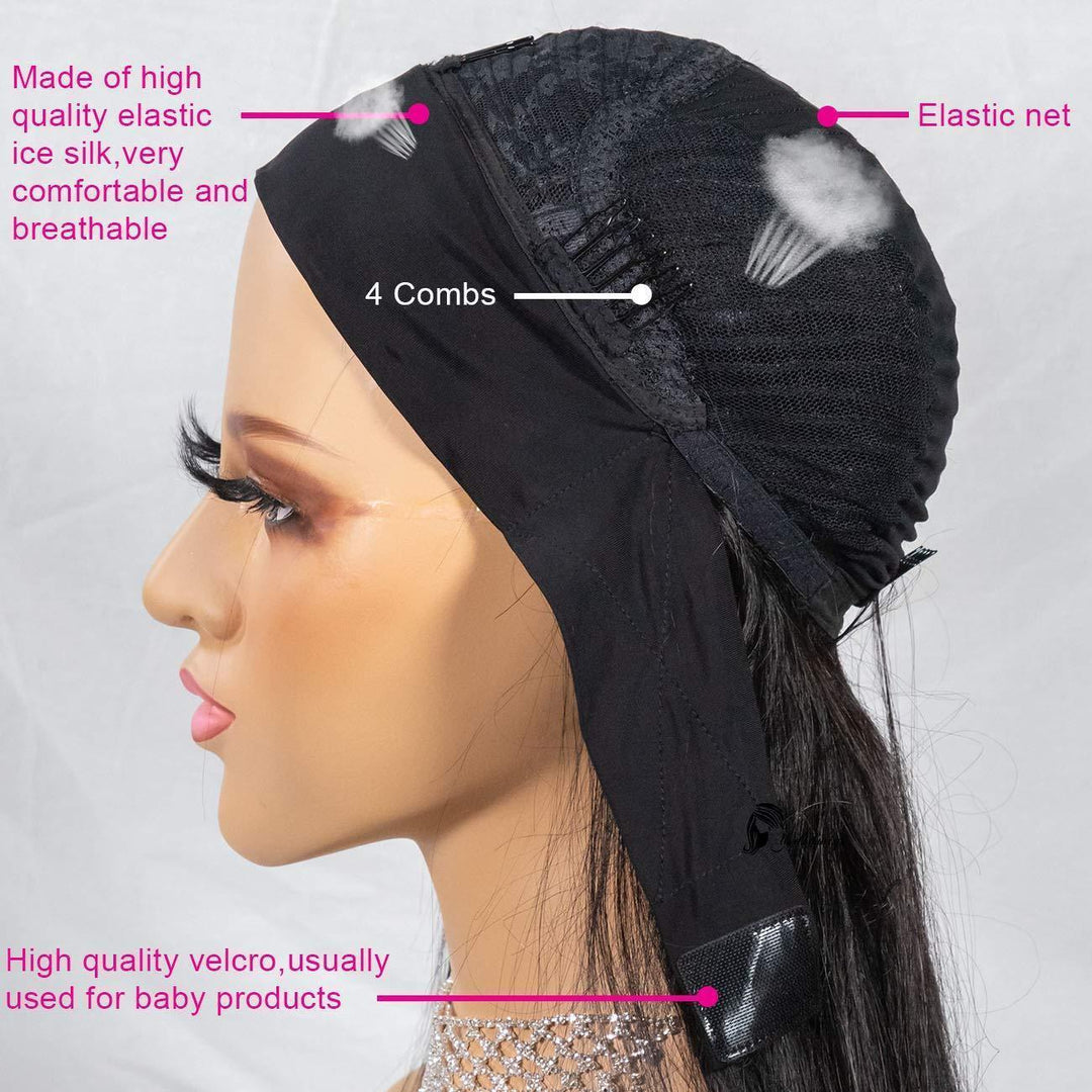 Straight Hair Headband Wig 14-26 Inch Human Hair Wigs For Women Full Machine Made Wig With Headband Scarf 180% Density - ORIGINAL QUEEN HAIR