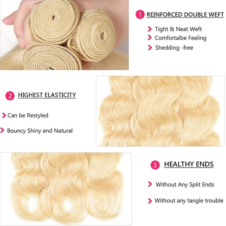 Body Wave 613 Blonde Color 13x4 Lace Frontal with Bundles