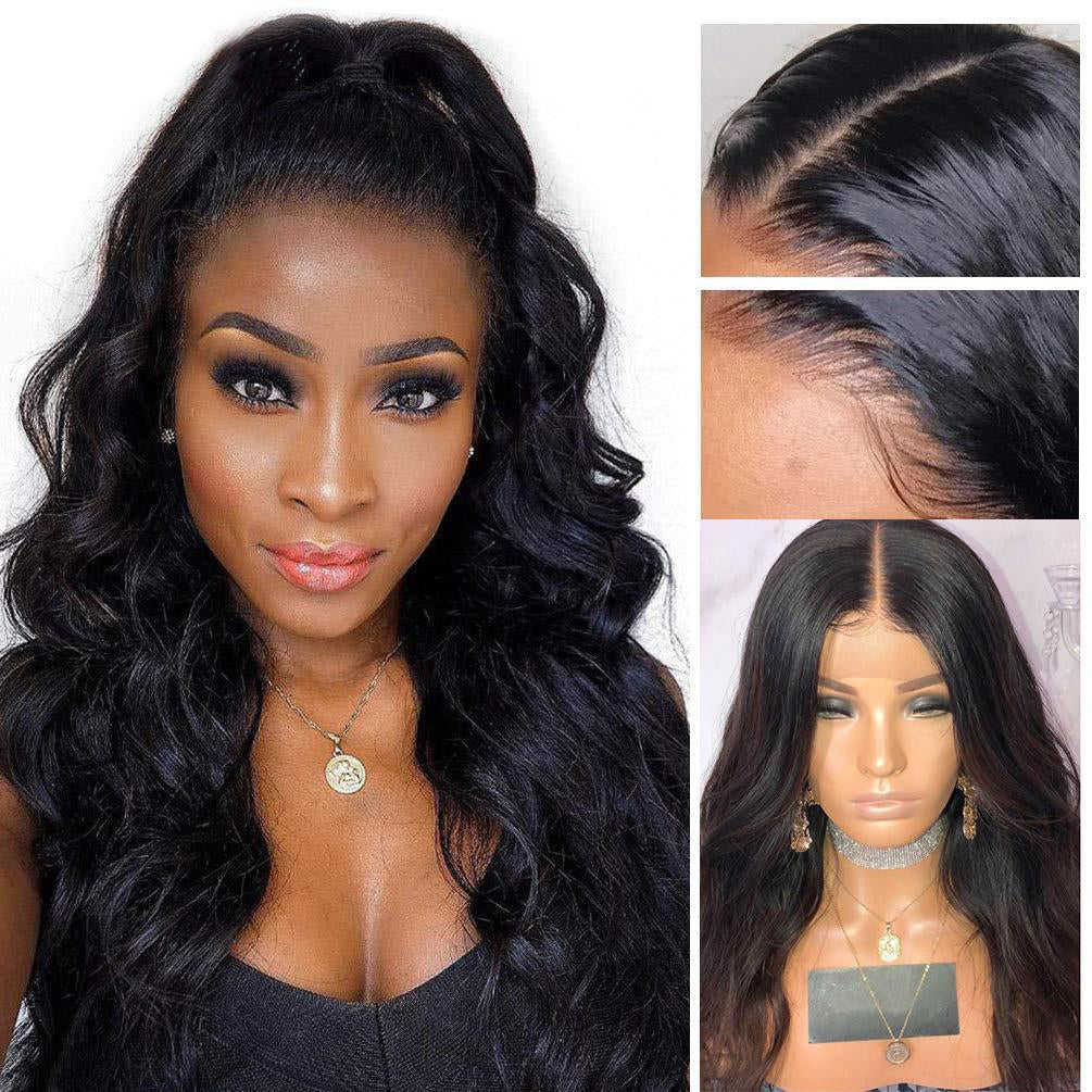 T-part Lace Front Wigs Human Hair Loose Wave 6Inches Deep Middle T Part Wigs Pre-plucked Natural Hairline with Baby Hair