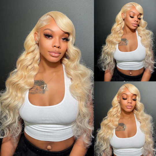 613 Blonde Body Wave Human Hair Lace Front Wigs 13x4 Pre Plucked Wig