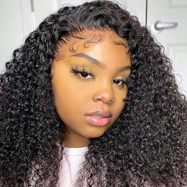 Mongolian Kinky Curly Hair Wig Pre-Plucked Lace Front Wigs