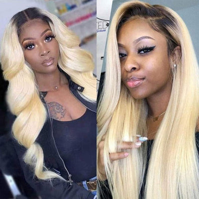 Blonde Ombre 1B/613 Hair Color Lace Front Wig Colored Human Hair Wigs - ORIGINAL QUEEN HAIR