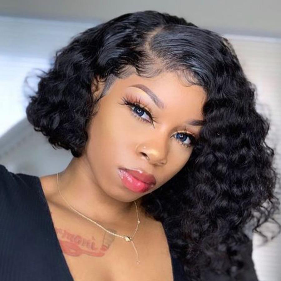 Deep Wave Human Hair Bob Wigs Deep Curly Lace Front Wigs | OQHAIR