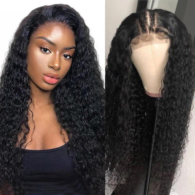 Peruvian Curly 13x6 Invisible Transparent Lace Virgin Kinky Curly Human Hair Lace Front Wigs for Women - OQHAIR