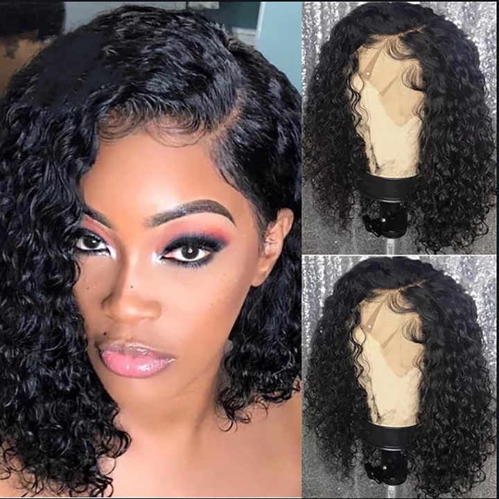 Pre Plucked Water Wave Short Bob Lace Front Wig