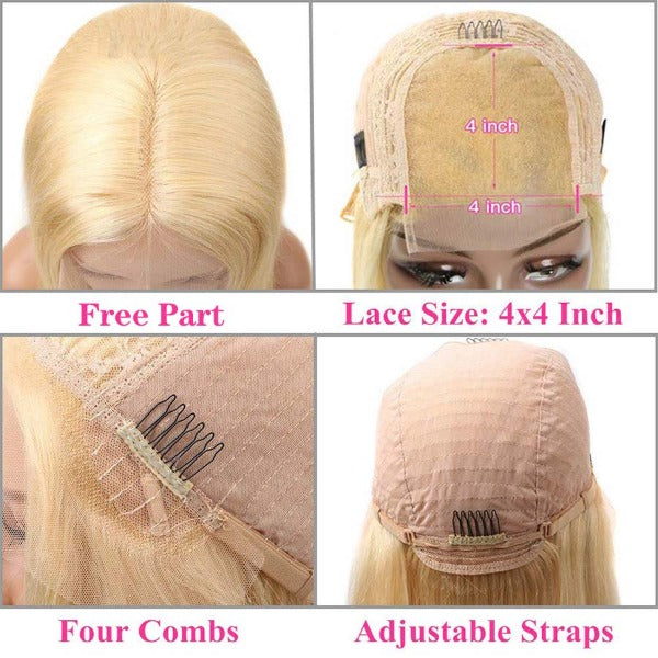 613 Blonde Kinky Curly Human Hair 13x4 4x4 Lace Front Wigs Pre-plucked with Baby Hair for Women - ORIGINAL QUEEN HAIR