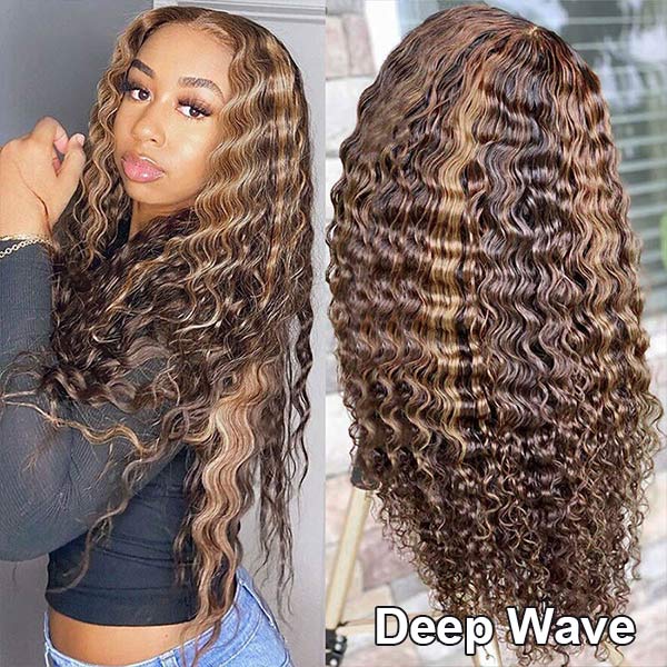 Balayage Highlights 13x4 4x4 Lace Front Wigs Ombre Highlight Curly