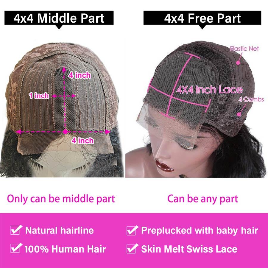 Afro Curly 4x4 Lace Closure Wigs Preplucked Human Hair Skin Melt Lace Wigs for Women - ORIGINAL QUEEN HAIR
