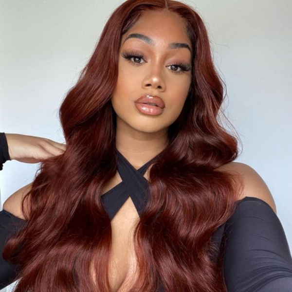 reddish brown throw on and go wig