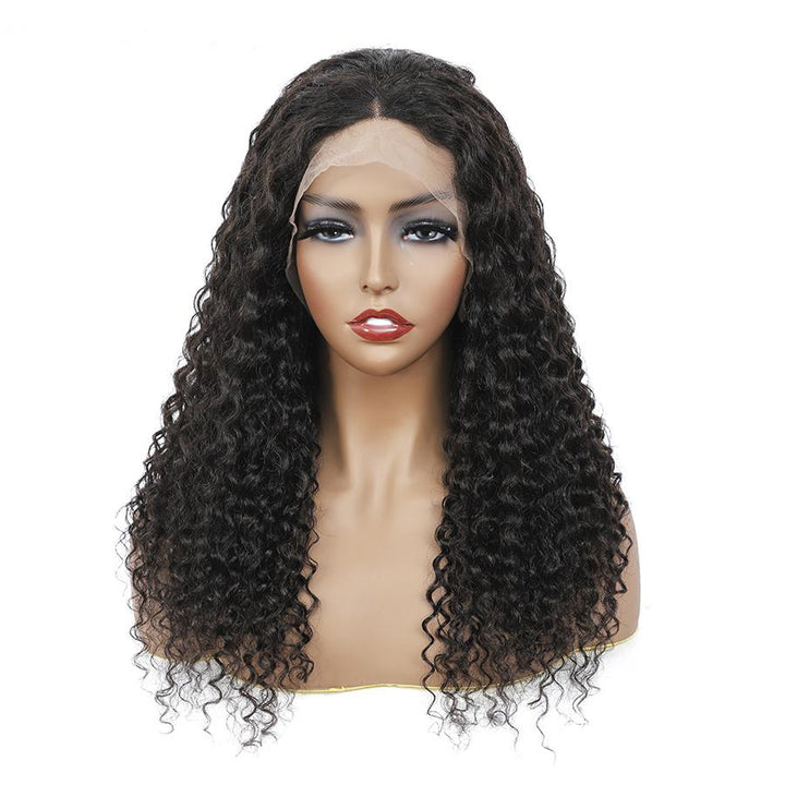 T Part Lace Wig Human Hair 6Inches Deep Middle T Part Wigs Water Wave Wet and Wavy Lace Front Wigs with Baby Hair