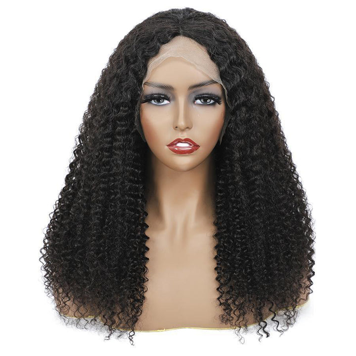Lace Front Wigs T-part Kinky Curly Wigs 6Inches Deep Middle T Part Wigs Pre-plucked Natural Hairline Human Hair Wigs