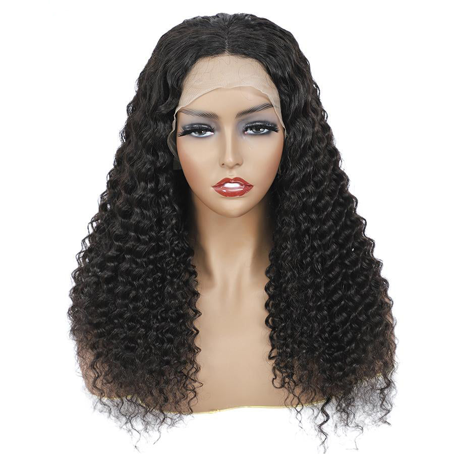 T-part Lace Front Wigs Human Hair Middle Part Long Deep Wave Human Hair Wigs for Women Natural Black