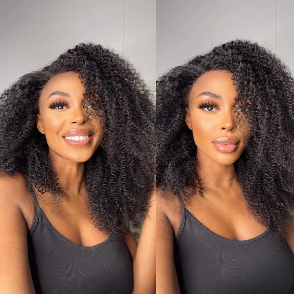 Tight Curls Afro Curly HD Lace Wigs Pre Plucked Human Hair Lace Front Wigs For Women