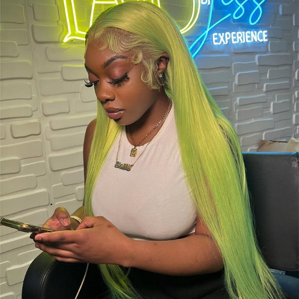 Neon Green Straight Lace Frontal Wig