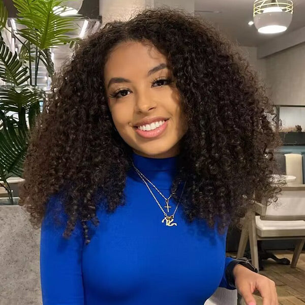 OQHAIR Afro Curly Hair Wear Go Wigs 4x6 HD Lace Pre Cut Swiss Lace Closure Wigs