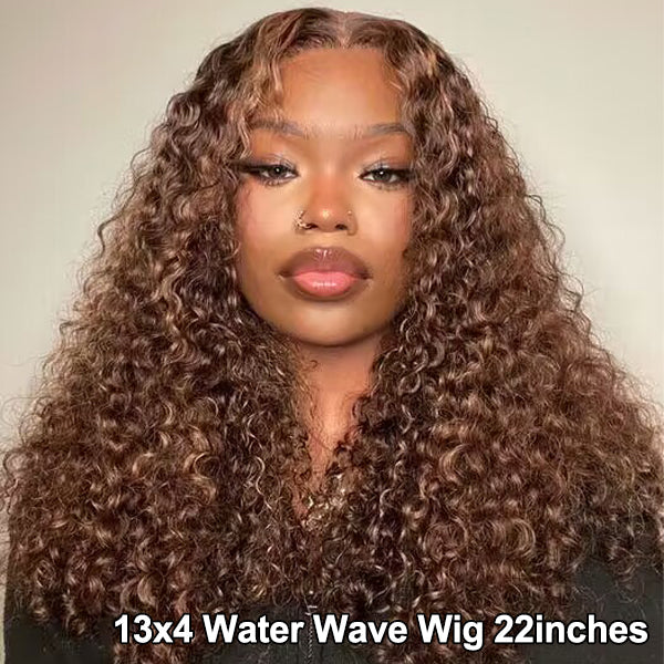 Balayage Highlights 13x4 4x4 Lace Front Wigs Ombre Highlight Curly Honey Blonde Colored Human Hair Wigs