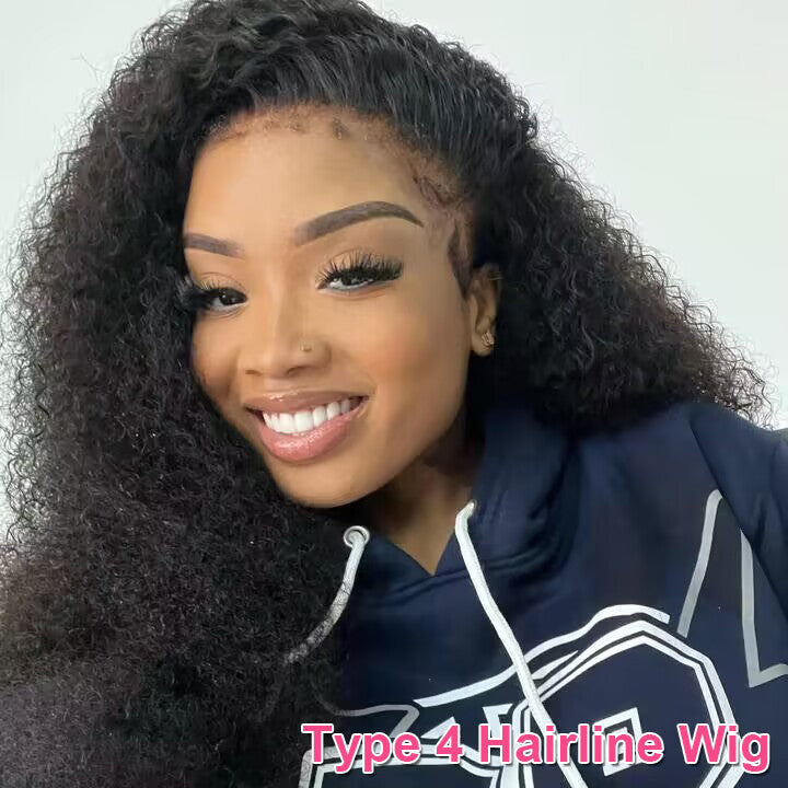 Most Natural Type 4 Hairline Undetectable 13x4 HD Lace Front Wigs with Curly Edges Human Hair Wigs