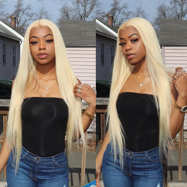 Straight 613 Blonde Color Bundles with 4x4 Lace Closure Human Virgin Hair -OQHAIR