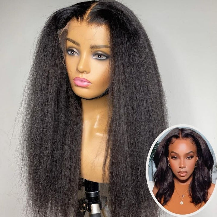 Kinky Straight 5x5 HD Lace Closure Wigs Brazilian Virgin Human Hair