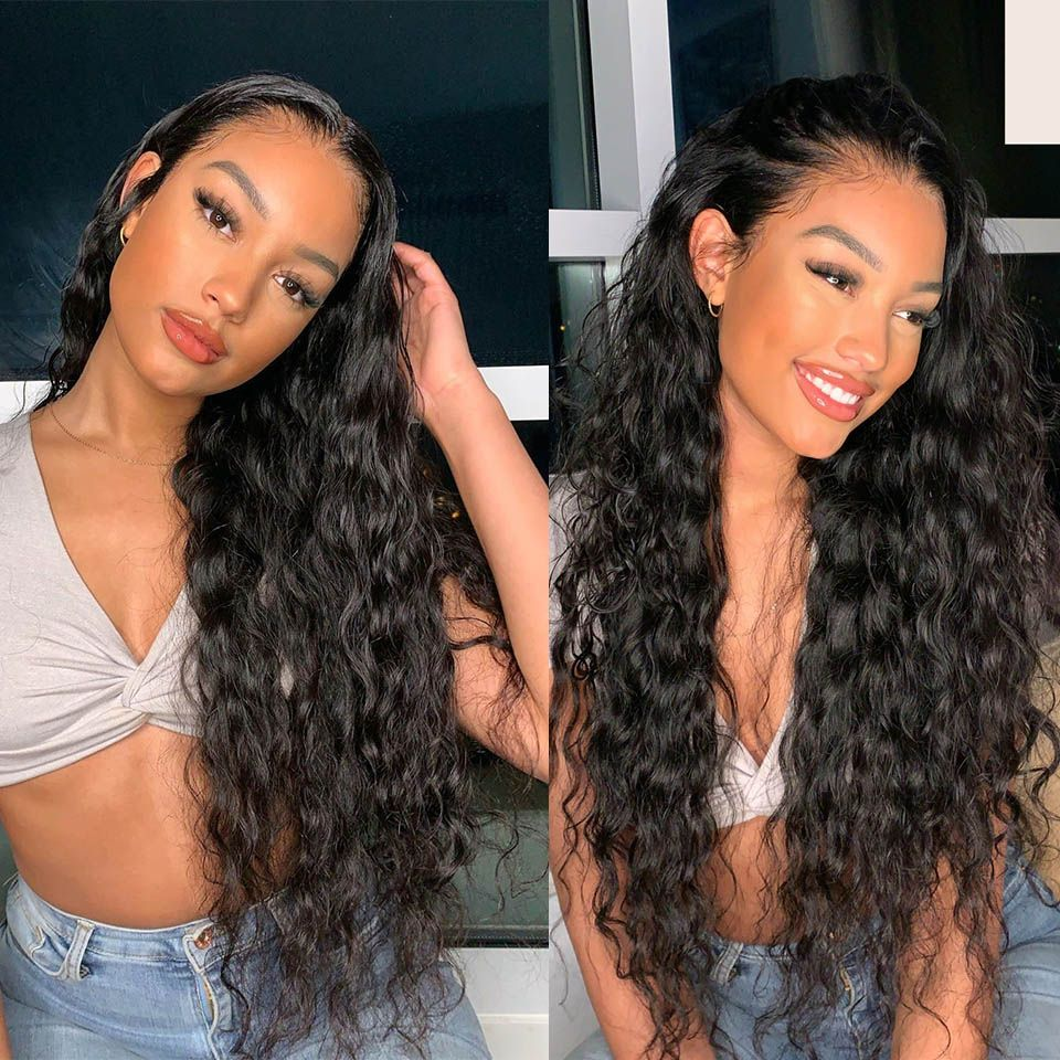 Preplucked Natural Wave Human Hair Lace Front Wigs with Baby Hair