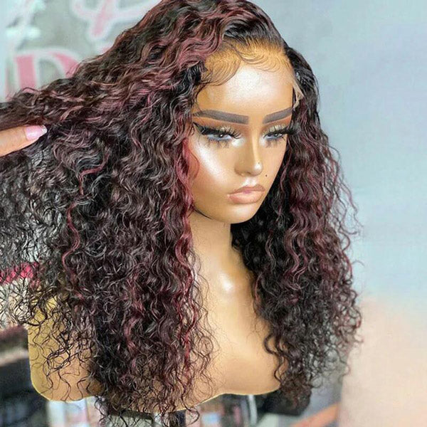 highlight Wig Water Wave Human Hair 13x4 HD Lace Front Wigs Preplucked