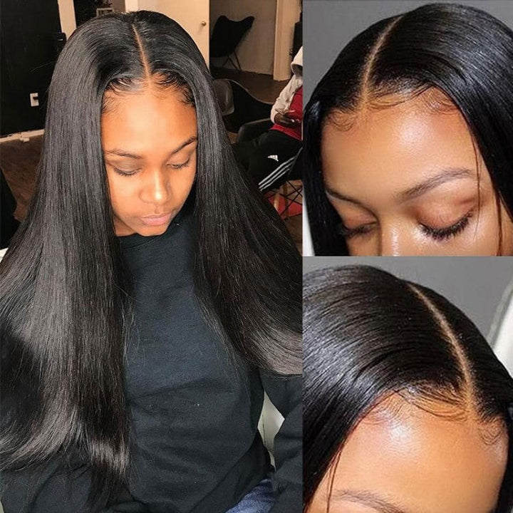 Straight Lace Closure Wigs 4x4 Closure Wig Glueless Human Hair Wigs Pre Plucked With Baby Hair Remy