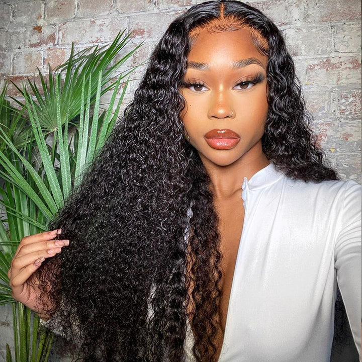 360 Lace Frontal Wigs Brazilian Deep Curly Human Hair Wigs Preplucked with Baby Hair -OQHAIR