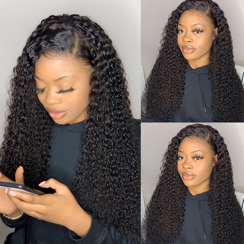 5x5 Lace Closure Wigs Kinky Curly 12A Grade Human Hair Preplucked Wigs with Baby Hair