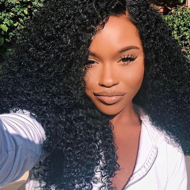 Thick Kinky Curly Human Hair 4 Bundles with 4*4 Lace Clsoure Natural Black -OQHAIR - ORIGINAL QUEEN HAIR