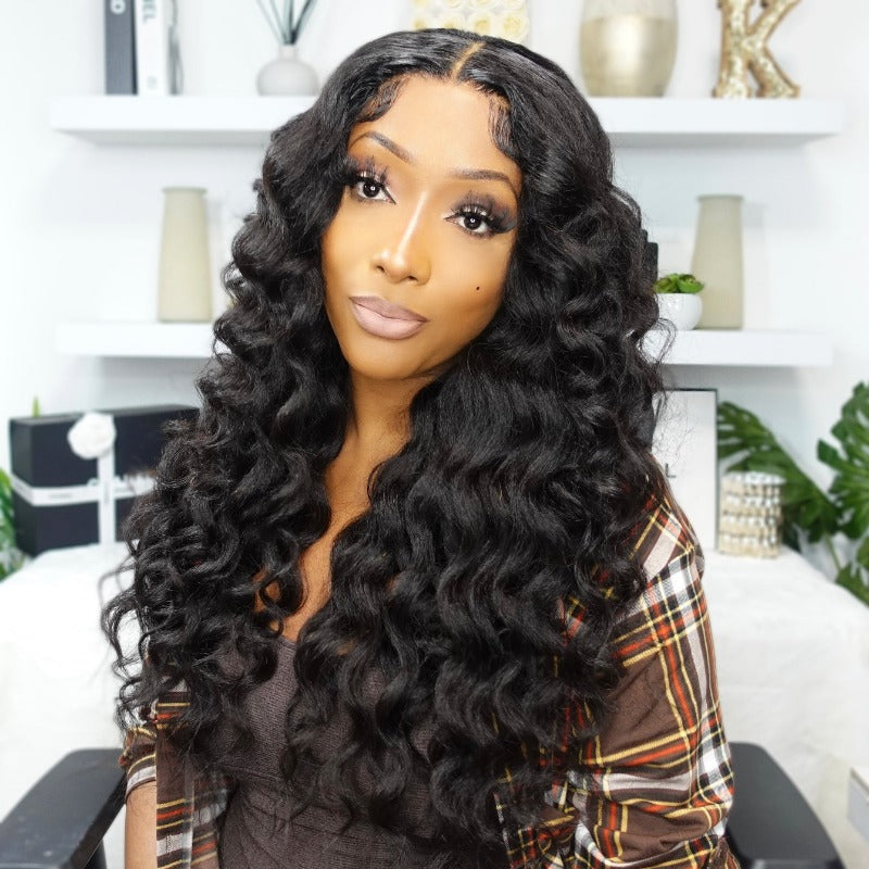 4x4 Lace Closure Wigs Preplucked Human Hair Kinky Straight Skin Melt Lace Wigs for Women