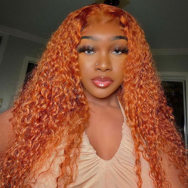 Ginger Lace Front Wig Pre Plucked Kinky Curly Wig Human Virgin Hair