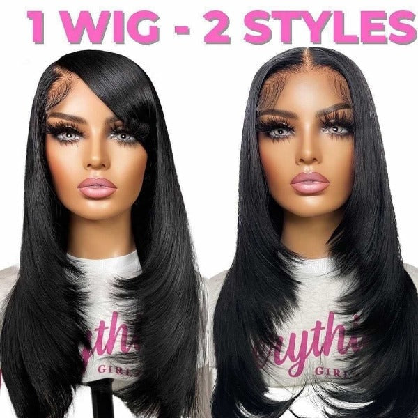Layered 13x4 Lace Front Wig 100% Human Hair Pre-Cut Straight Wig With Layers OQ HAIR 【Customized】
