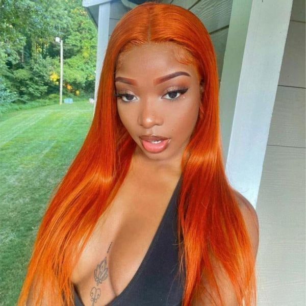 4x4 13x4 Lace Closure Wigs Straight Ginger Orange Human Virgin Hair Preplucked Lace Front Wigs with Baby Hair - ORIGINAL QUEEN HAIR
