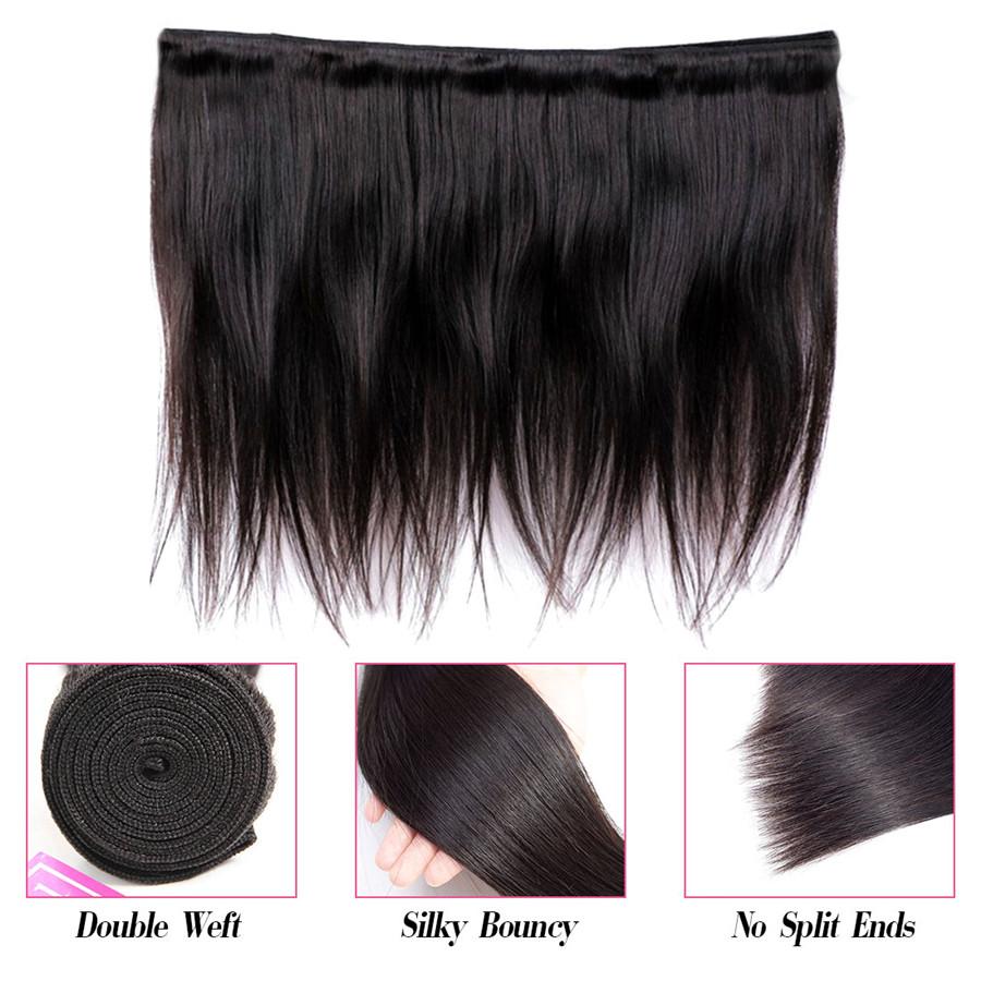 9A Straight Human Hair 3 Bundles with 13*4 Lace Frontal Natural Black -OQHAIR - ORIGINAL QUEEN HAIR