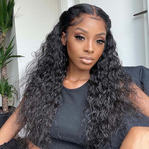 Brazilian Virgin Natural Wave Human Hair Lace Front Wigs Natural Black  -OQHAIR